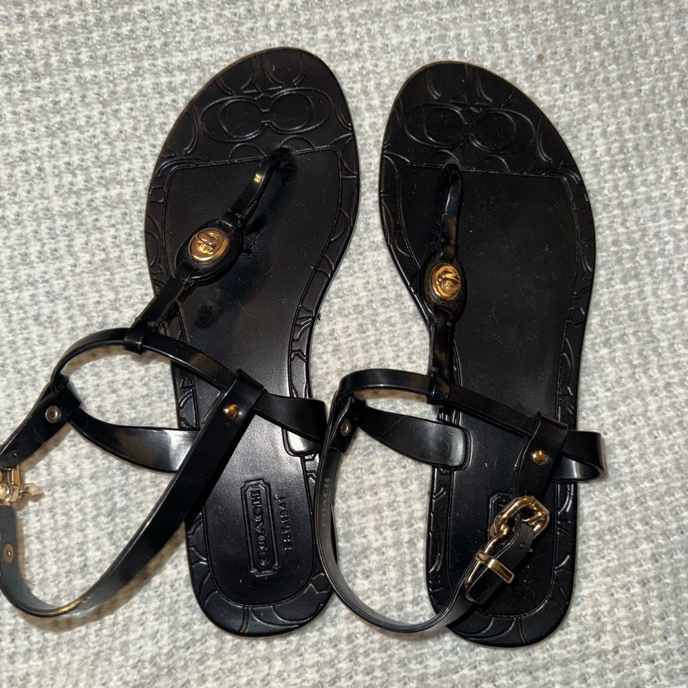 Black Coach Women's Sandals with Gold hardware